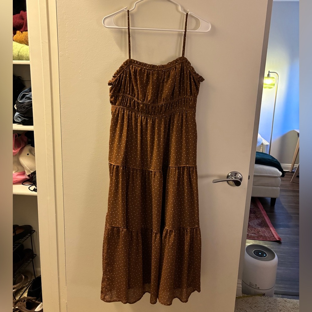 Madewell Brown Dress with White Polka Dots